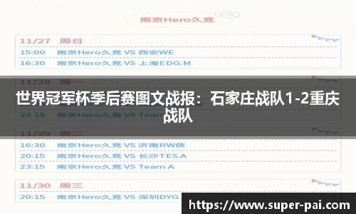 世界冠军杯季后赛图文战报：石家庄战队1-2重庆战队